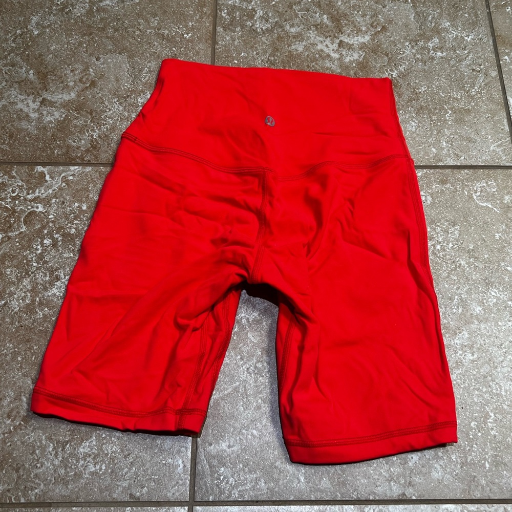 Red Lululemon align bike shorts